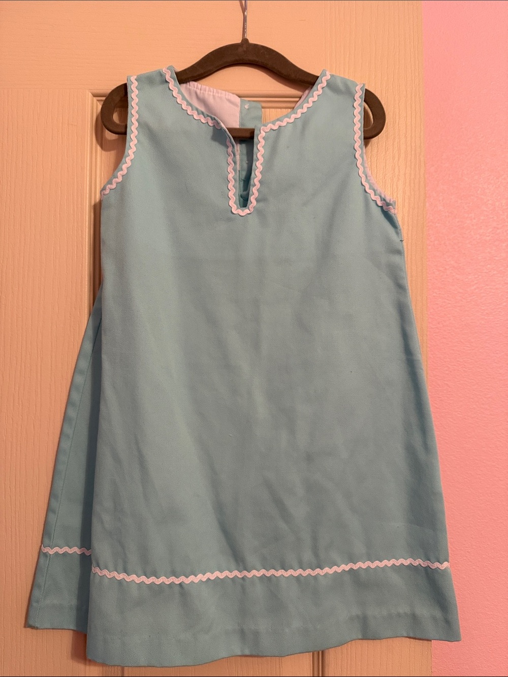 Little English Light Blue Dress with Pink Trim